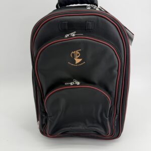 MB Backpack with room for Horn black Leather with wine red trim