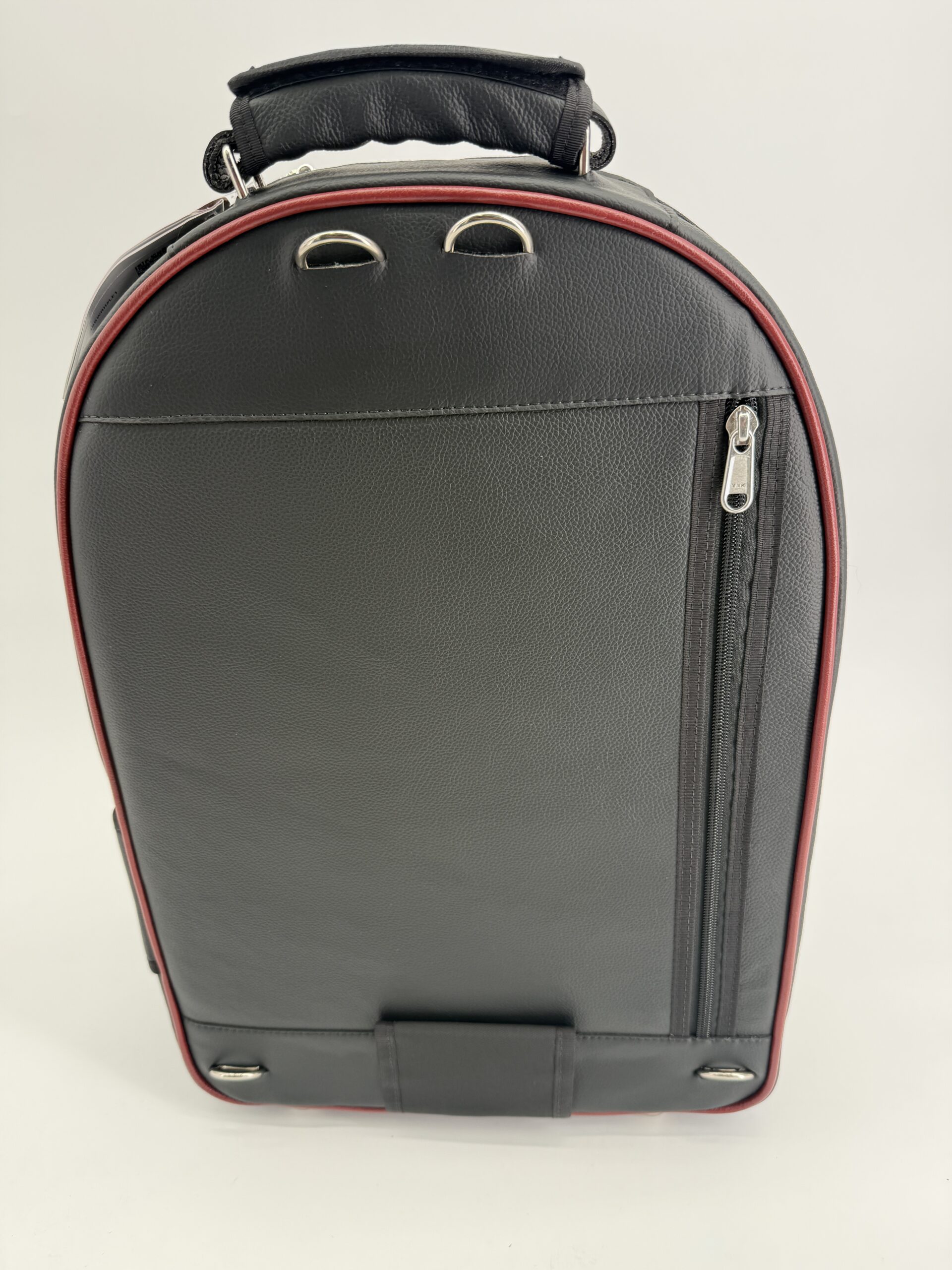 MB Backpack with room for Horn black Leather with wine red trim - Image 3